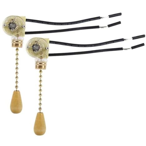 Paryou – Interrupteur à tirette pour ventilateur de plafond – Matériau durable – Remplacement pour appliques murales et lampes – Lot de 2