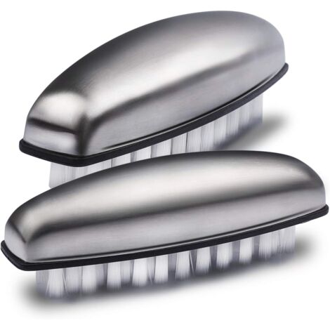 2x brosse à ongles à main en acier inoxydable, brosses à ongles poils durs brosse de nettoyage des ongles pour nettoyer les mains, les ongles, les pieds (1/5)