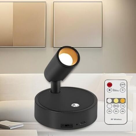 Projecteur LED sans fil, applique murale magnétique, rechargeable 4000 mAh, spot de sol tactile + télécommande, lampe de lecture avec minuterie pour tableau de plantes, œuvres d'art, placard, chambre,