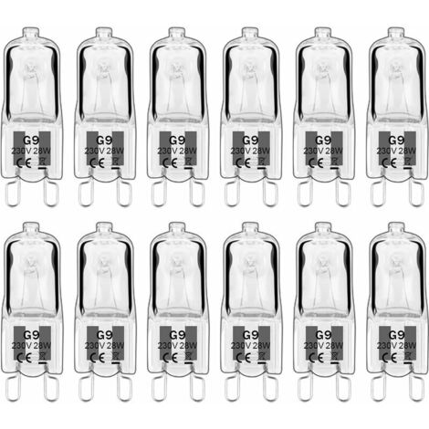 12 pièces G9 Lampes halogènes , ampoules G9 230V 28W 480lm, 2800K blanc chaud, ampoules à capsule dimmable, sans scintillement [Classe énergétique G]