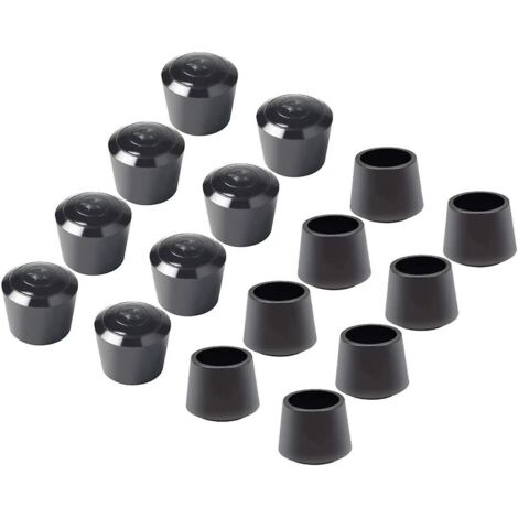 Ersandy – Lot de 16 embouts de protection pour chaises – Caoutchouc noir – Diamètre intérieur 22 mm – Réduction du bruit et protection des sols