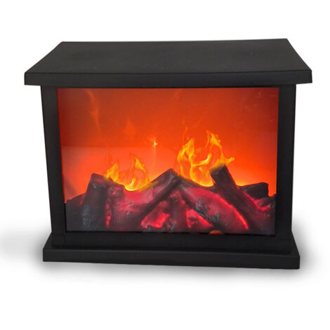 Cheminée LED,Cheminée décorative,Électrique,Fonctionne sur piles,Sans chauffage,Effet flamme/flamme réaliste,37x14 x21 cm,Avec fonction minuterie (1/3)