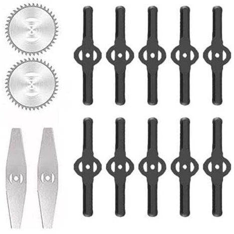 Houhence – Accessoire pour coupe-bordure – Lames de désherbeur électrique en acier inoxydable – 2 lames circulaires et 10 lames nylon – Pour coupe précise du gazon