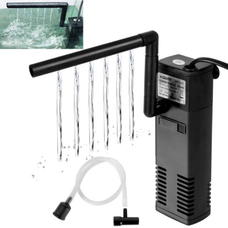 Filtre Intérieur pour Aquarium 20L-60L, 4W 600L/H Réglable Pompe Filtre Interne avec Éponges Filtrantes pour Aquarium