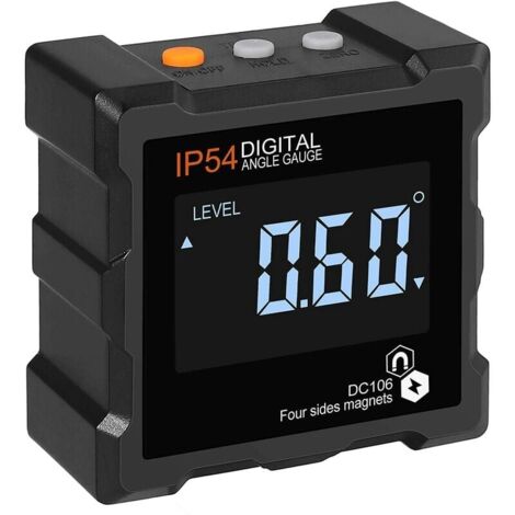 Inclinomètre numérique LCD 360° Inclinomètre numérique magnétique Inclinomètre électronique, arrêt automatique, avec rétroéclairage magnétique, 4 côtés magnétiques, étanche IP54 (avec piles) (1/5)
