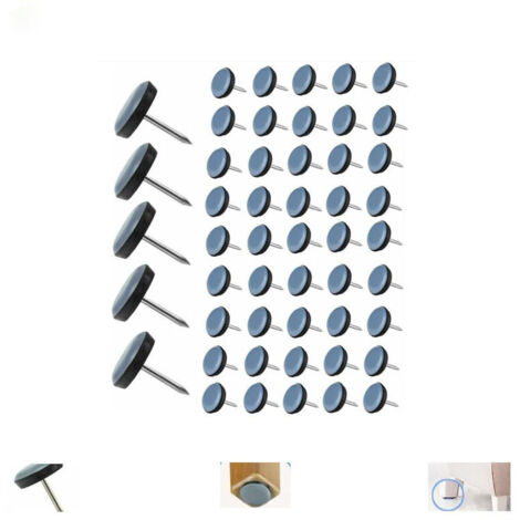 50 Pièces Patin Chaise Teflon à Clouer 19mm Ronde Patins de Meubles en Teflon Patin de Chaise avec Clou Teflon Patins de Chaise Feutre à clouer pour Chaise Canapé Bureau Table -, (1/5)