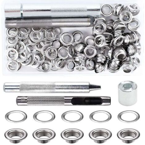 Ulisem Kit de Grommets Eyelets Outils Metal Grommet Kit Oeillet avec Outils Oeillet pour Toile Bâche Tente de Réparation (8MM) (1/5)