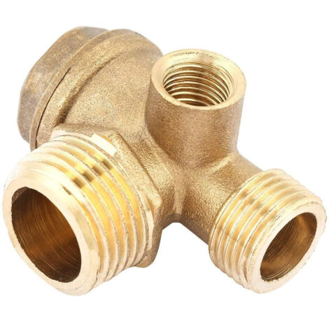 Clapet anti-retour à trois voies, Clapet Anti-Retour de compresseur d'air, Clapet Anti-Retour fileté mâle en Laiton à 3 Ports, Outil de connecteur de Tube de clapet fileté pneumatique Accessoires