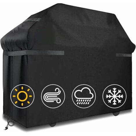 Trimec – Housse de barbecue étanche 145x61x117 cm – Tissu Oxford 420D résistant aux intempéries – Cordon de serrage et attaches sécurisées