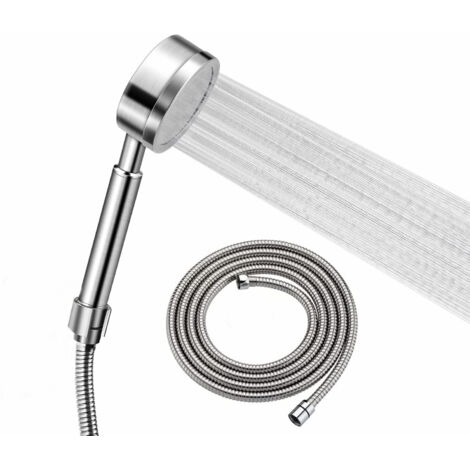 Houhence – Pommeau de douche à main en acier inoxydable 304 – Filtre anti-calcaire – Débit 2,5 GPM – Tuyau de 59 pouces – Haute pression - SUS304