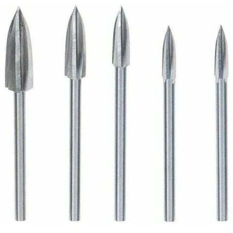 Ulisem 5 Pièces Fraise Outils De Sculpture Gravure Foret Ensemble Bois Carbure Solide Meulage Fraise En Acier Couteau Pour Bricolage Travail Du Bois Sculpture Gravure Et Forage Argent