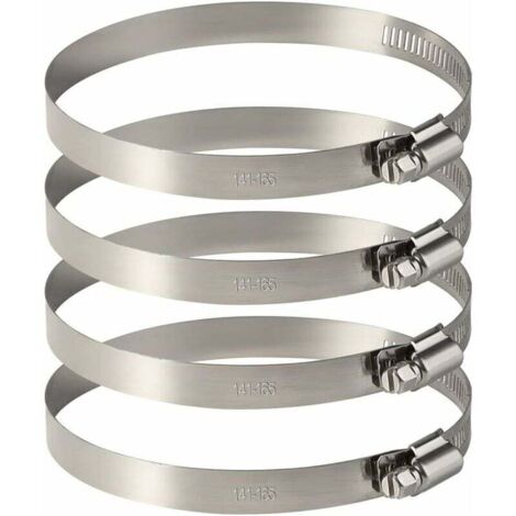 4Pcs 150 mm Collier de Serrage Tuyau Ajustable en Acier Inoxydable Pour Fixer Souples Durites (141mm-165mm)