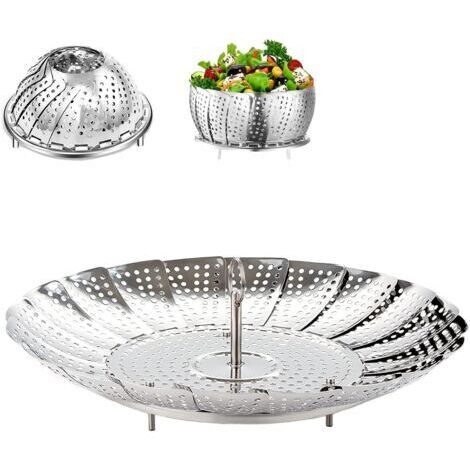 Panier Vapeur Inox, 9'' Cuit Vapeur Inoxydable pour Autocuiseur, Panier pour Cuire à la Vapeur, Fleur Marguerite Cuisson Vapeur, Pliable Vegetable Steamer Accessoire TRIMEC