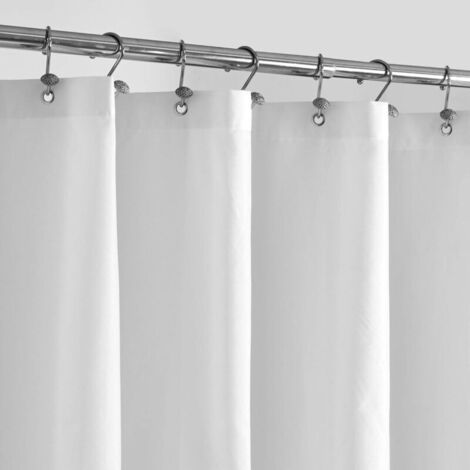 Rideau de douche en tissu imperméable avec pierres lestées - doublure de rideau de douche en tissu doux de qualité hôtelière, léger, lavable en machine - 180 x 180 cm, blanc (1/5)