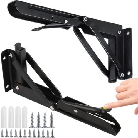 Support Equerre Pliable 500mm, Équerre Rabattable Charge Lourde 2 Pièces, Equerre Murale Rabattable 150Kg Porteur, Consoles Pliantes pour Garage, Bureau, Chambre, Tablette Murale Rabattable 50 cm (1/5)