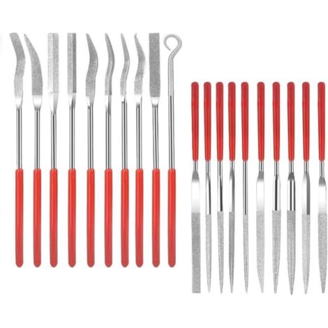 20Pcs Lime Aiguille Diamantée, Jeu de Lime Aiguille Metal,Jeu de Limes Précision,Limes de Précision pour Verre,Pierre,Bois,Solides et Durables (1/5)