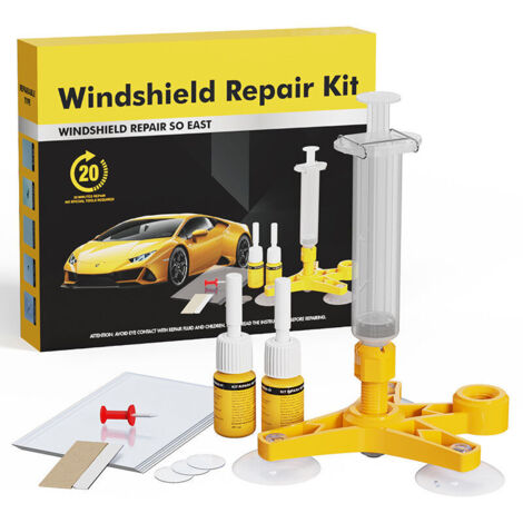 Générique Kit de Réparation pour Pare-Brise Fissuré - Solution Rapide pour Verre - Kit de Réparation d'Éclats de Vitre,pour Voiture Automobile Fenêtre Rayure Miroir Peinture Pare-Brise (1/5)