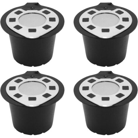Lot de 4 dosettes de café rechargeables - Passe au lave-vaisselle - Avec couvercle en acier inoxydable (1/5)
