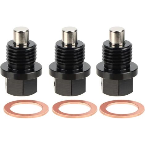 Bouchon de vidange magnétique, lot de 3 M14x1,5 cm Joint magnétique de vidange de carter, Adaptateur de vidange de carter avec joints magnétiques, Kit de vis de vidange d'huile pour voiture, Bouchon (1/5)