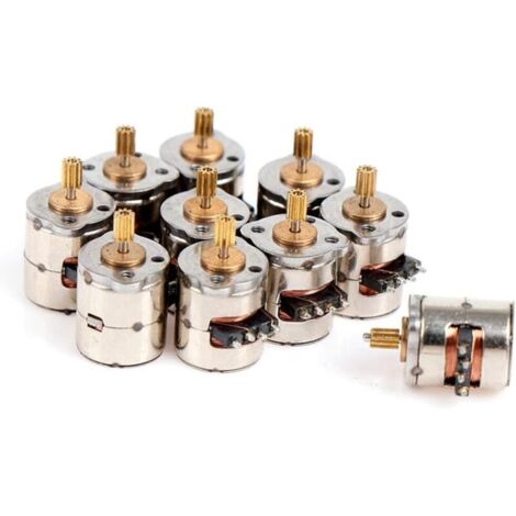 10 PièCes/Paquet Mini Moteur Stepper 2 Phases 4 Fils Moteur Stepper Miniature avec Engrenage Mini Moteur Jouet Moteur Bricolage (1/5)