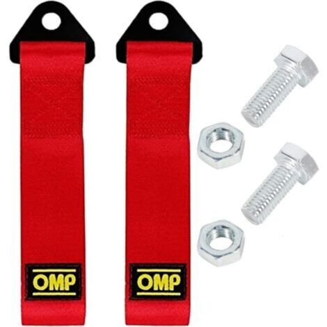 Lot de 2 cordes de remorquage en nylon pour voiture de course, sangle de remorquage sport, pour pare-chocs avant et arrière (rouge) (1/5)