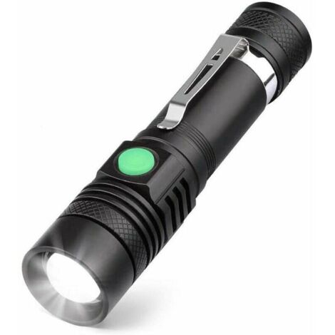 Lampe Torche LED Rechargeable USB, Coquimbo Lampe de Poche 600 Lumens, IP65 Étanche, 4 Modes Eclairage, Lampe de Poche Zoomable pour Ménage, Le Camping, La Randonnée, D'urgence, Ensoleillé (1/5)