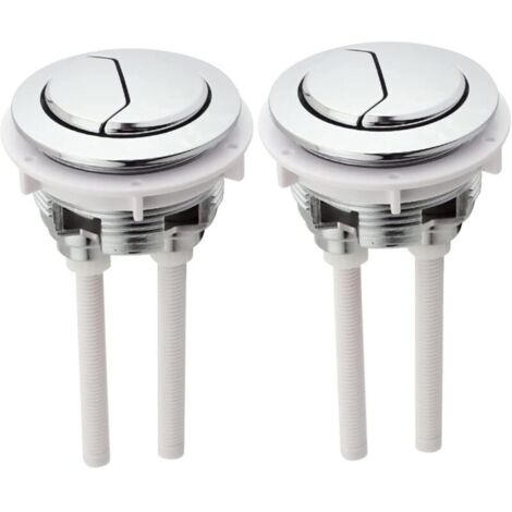 Bouton Poussoir WC, 2 PCS 48mm, Double Chasse, Réservoir, Boutons, Accessoires de Pompage, Argent, ABS, Acier Inoxydable, Vanne Globe, Plastique, 50 mm, NPT, 49mm (1/5)