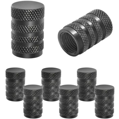 8 Pièces Capuchon de Valve Auto en Aluminium Bouchons de Tige de Valve de Pneu Capuchon de Valve Auto avec Joint pour Voitures, SUV, Vélos, Camions, Motos (Noir) (1/4)