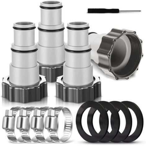 Adaptateur de Tuyau de Piscine A, 4 Pièces Adaptateur de Tuyau de Rechange Adaptateur Tuyau pour Pompe Raccord pour Tuyau de Piscine avec Filetage Intérieur- 32/38 mm(4) (1/5)