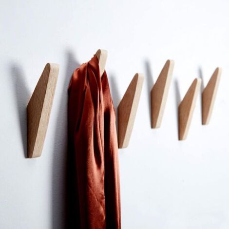 6Pcs Crochet en Bois, Crochet Mural en Bois, Crochet en Bois pour Manteau à Accrocher, Patère Bois, Patere Murale Bois, Crochet Mural, Crochet Porte Manteau, de Manteau Mural Crochet Décoratif H215