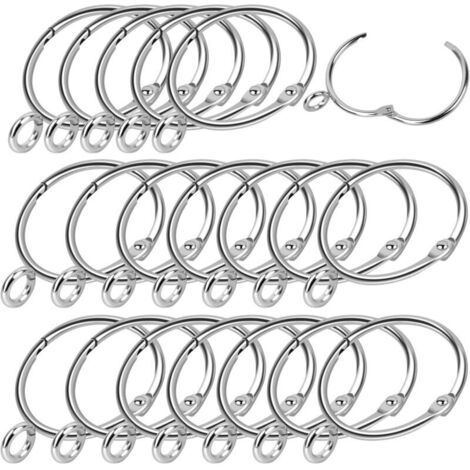 Anneau de Rideau de Douche en Métal, 20 Pièces Anneaux de Suspension Ouverts et Fermés Crochets de Suspendre à Anneaux pour Rideaux et Rideaux de Douche, Diamètre Interne de 50 mm (Argent) H329 (1/5)