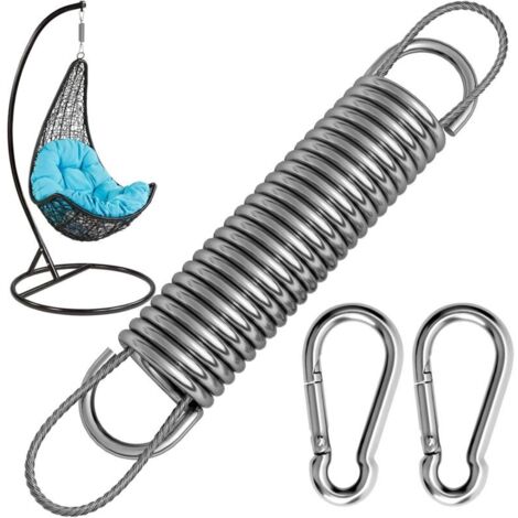 Fauteuil suspendu à ressort Swing Spring avec capacité de charge de 300 kg – 2 mousquetons M10, 1 anneau rotatif et 1 ressort – Suspension en acier inoxydable 304 pour fauteuil suspendu, sac de frappe (1/5)