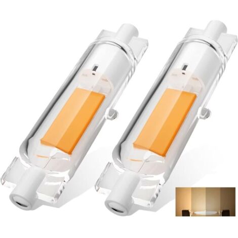 paquet de 2 Ampoule LED R7S 78 mm 10W  Blanc Chaud 3000K non dimmable, ampoule LED COB mince R7S 78 mm pour lampe murale/sol (1/5)