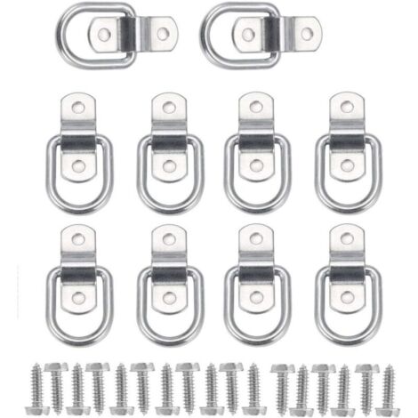 10Pcs D Anneau D'arrimage Anneau d'ancrage de Charge Ancrage de Remorque Anneau D'arrimage Forgé avec 20 Pièces Vis pour Sécuriser la Charge dans Le Camion Remorque (1/5)