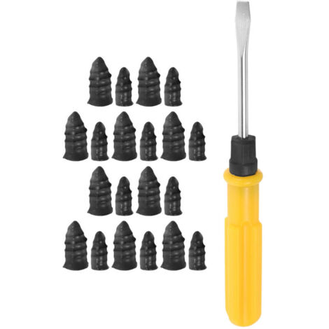 20 Clous en Caoutchouc pour réparation de Pneu de Voiture et Moto,avec Tournevis, Clous en Caoutchouc de Pneu sous Vide, Clou reparation pneu Convient aux Voitures, Motos(10 S+10 L) (1/5)