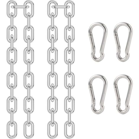 DesertBoy Chaîne de Chaise Suspendue 2 Pièces Chaîne D'extension en Acier Inoxydable 304 Chaine pour Fauteuil Suspendu avec 4Pcs Mousqueton à Ressort pour Intérieur et Extérieur Fixation de Suspension (1/5)