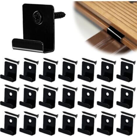 50 Pièces Clips de Fixation WPC Clips de Fixation Lame de Terrasse Composite Clip Caché Entrée Fixation Clips pour Lames Clips WPC en Acier Inoxydable avec Vis pour Terrasse en Composite