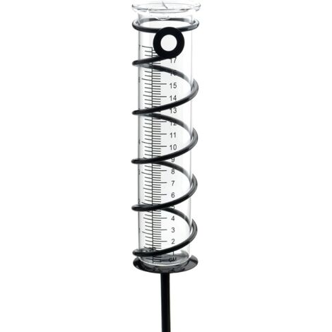 Pluviomètre extérieur en Verre, Pluviomètres en Verre avec Piquet en Métal Pluviomètre Exterieur Pluie Tube de Mesure Pluviomètre de Jardin en Verre avec échelle Claire (1/5)