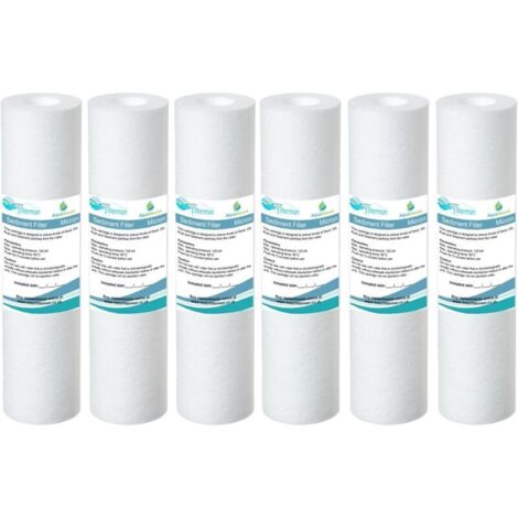 6 x AquaHouse 10" Cartouche de filtre à eau de sédiment pour l'osmose inverse, l'eau alimentée par le pôle et la filtration des particules, correspond à 10" boîtiers de filtre standard - 5 microns