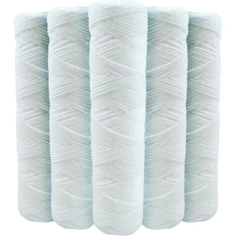Lot de 5 Cartouches Bobinée Filtre à Eau Anti Sédiments 9 pouces 3/4-20 microns Compatibles Filtre 10 pouces