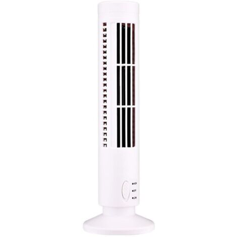 Mini ventilateur tour sans pales USB 2 vitesses et modes de vent debout pour chambre à coucher salon bureau à domicile blanc (1/3)