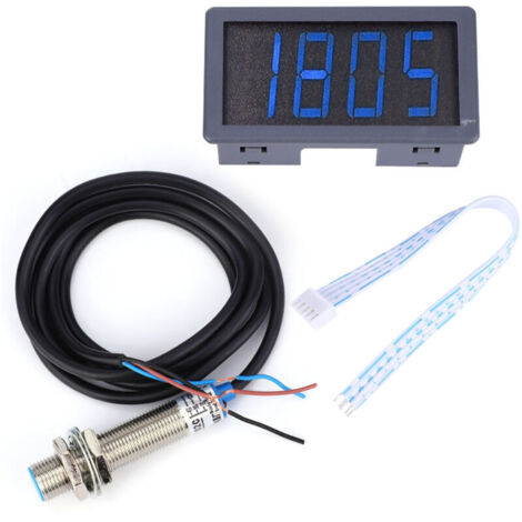 Tachymètre de moteur LED bleu à 4 chiffres compteur de vitesse RPM capteur de commutateur de proximité NPN Hall (tachymètre) (1/5)