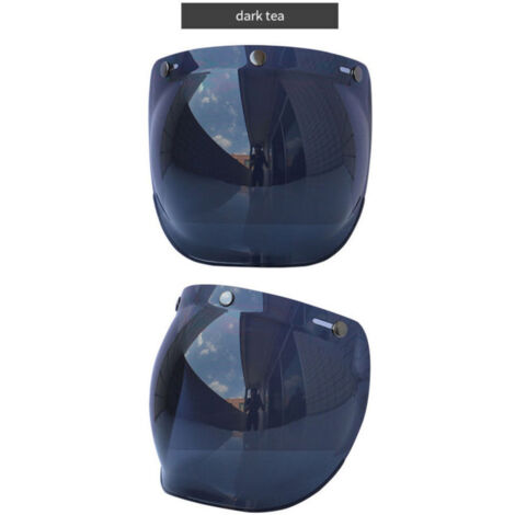 Visière à bulles pour casque de moto lentille de pare-brise avec support rabattable pour casques ouverts à 3 boutons-pression (1/2)