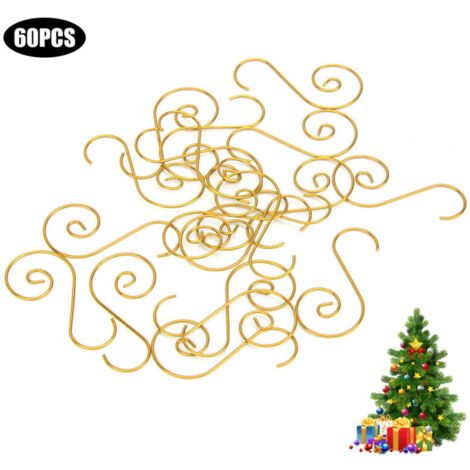 Mini crochets métalliques polyvalents en forme de S 60 pièces support d'arbre de noël décoration (or) (1/5)