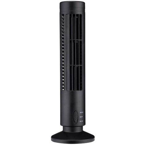 Mini ventilateur tour sans pales USB 2 vitesses et modes de vent debout pour chambre à coucher salon bureau à domicile noir (1/5)