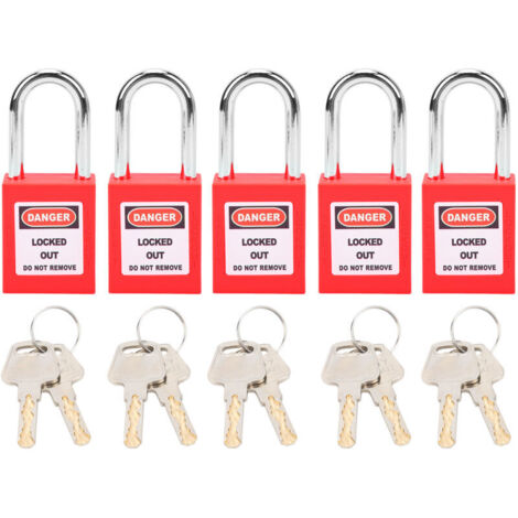 5 ensembles de verrouillage de verrouillage de 38mm isolation LOTO en Nylon PA en acier pour le transport logistique de l'énergie nucléaire rouge (1/5)