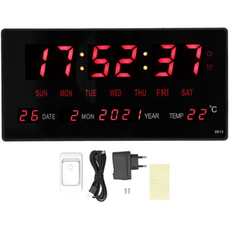 Horloge murale numérique LED grande affichage de bureau précis suspendu au calendrier électronique avec température intérieure 100 à 240veu (1/4)