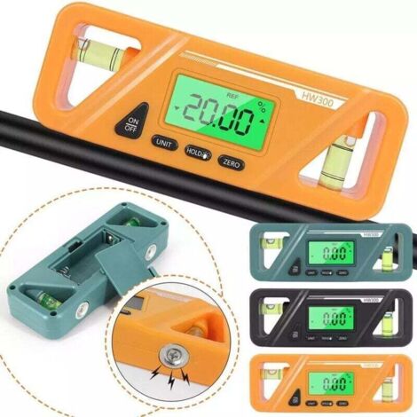 Inclinomètre Angle Mesure, Mesure absolue et relative - Conversion d'angle et d'inclinaison - Inclinomètre polyvalent - Écran LCD rétroéclairé (1/4)