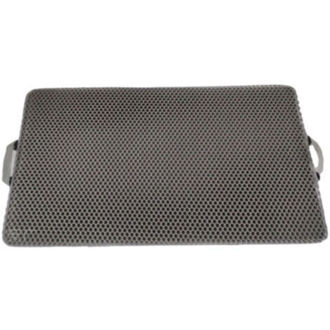Tapis de piégeage de litière pour chat avec poignées – Matériau imperméable pour un nettoyage facile – Design nid d'abeille double couche – (55x 75 cm, gris) (1/5)