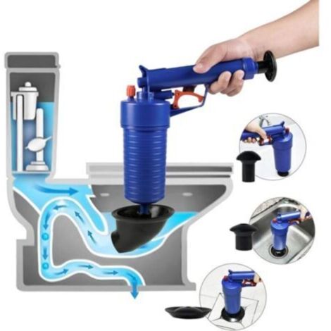 Déboucheur de Toilette à Air Comprimé, Déboucheur de Toilettes avec 4 Ventouses, Débouche Canalisation Utilisé pour Cuisine, Salle de Bain, Dredge Tuyau, Égouts (1/5)